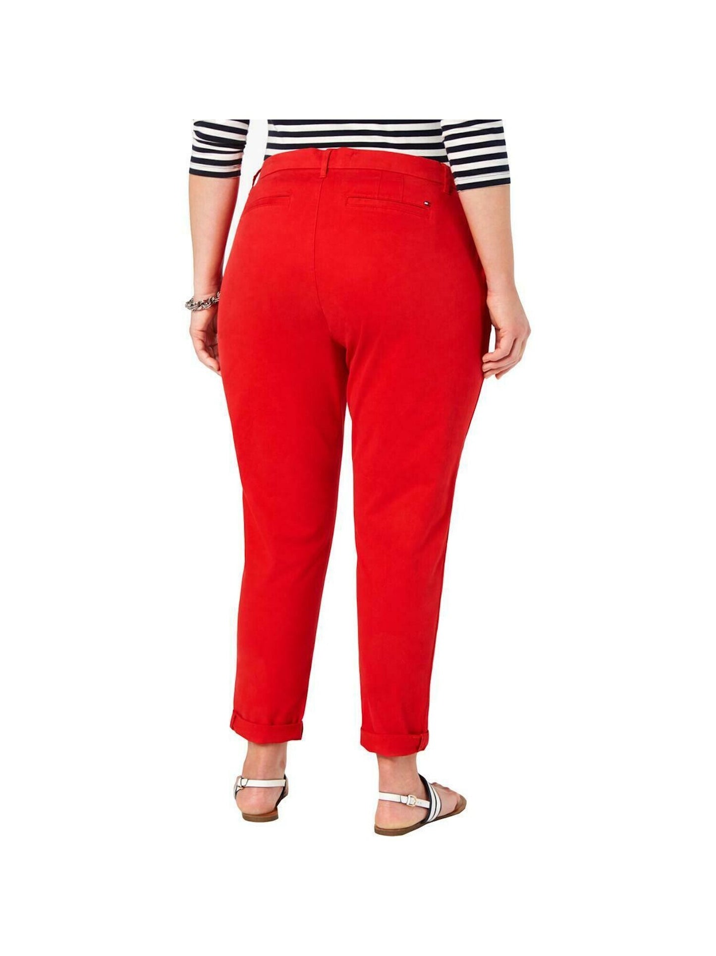Calça Chino Tommy Hilfiger Plus Slim Cintura Alta Feminina Vermelha Tamanho 35