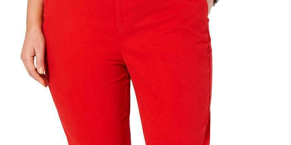 Calça Chino Tommy Hilfiger Plus Slim Cintura Alta Feminina Vermelha Tamanho 35