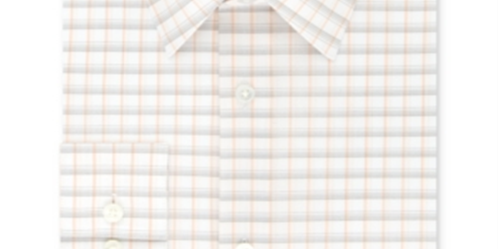 Camisa social masculina Calvin Klein Slim Fit com gola elástica e xadrez, laranja, tamanho 15,5 x 34 x 35