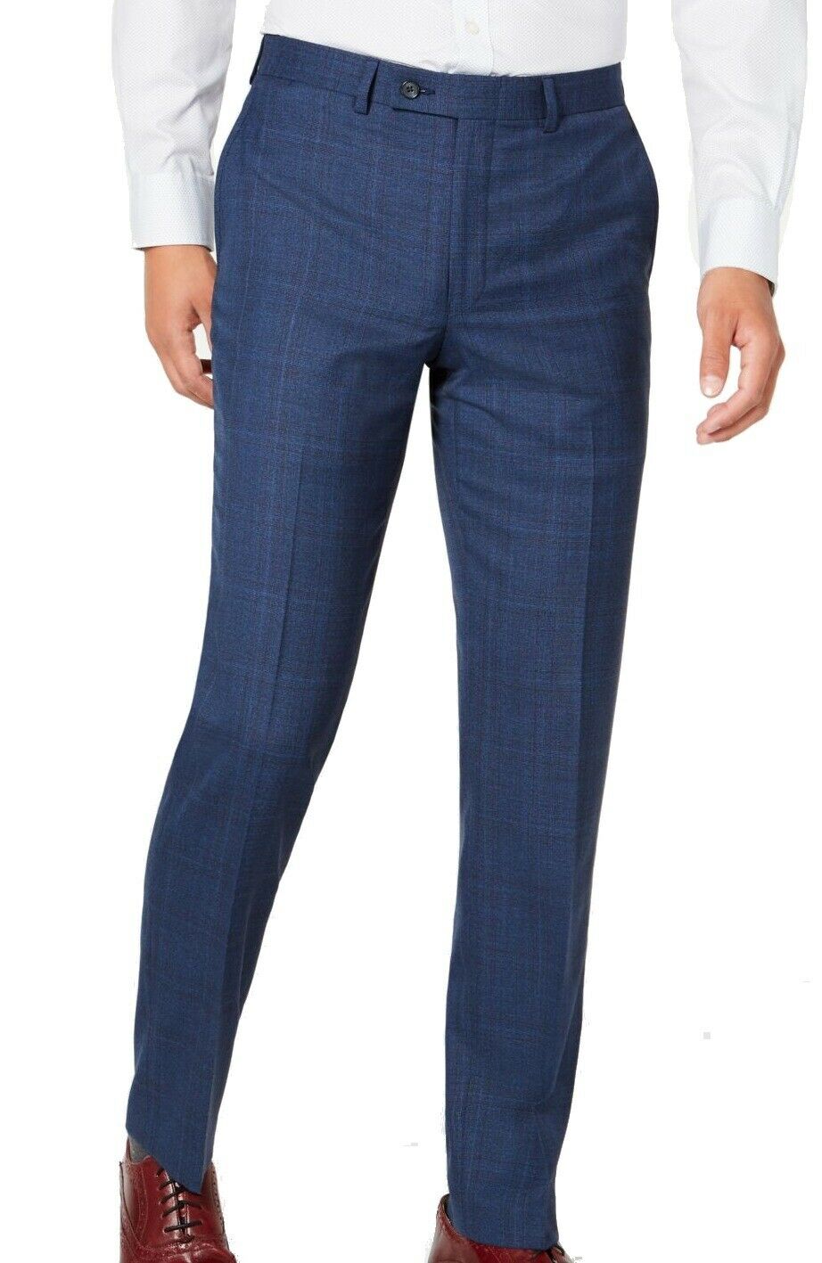 Terno xadrez elástico moderno masculino DKNY, calças separadas, azul, tamanho 36x32