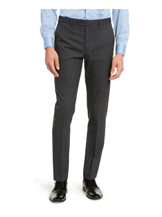 Calça social skinny Calvin Klein Window Pane masculina, preta, tamanho 34x30