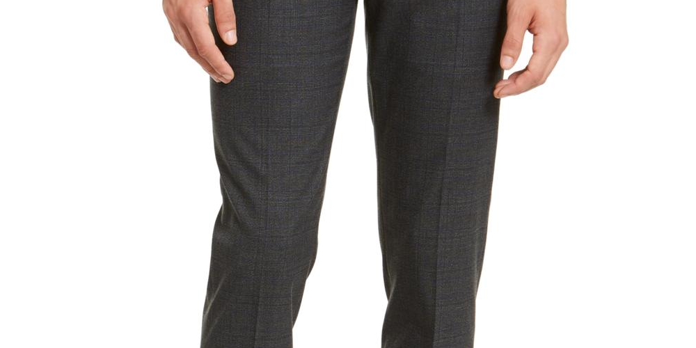 Calça social skinny Calvin Klein Window Pane masculina, preta, tamanho 34x30