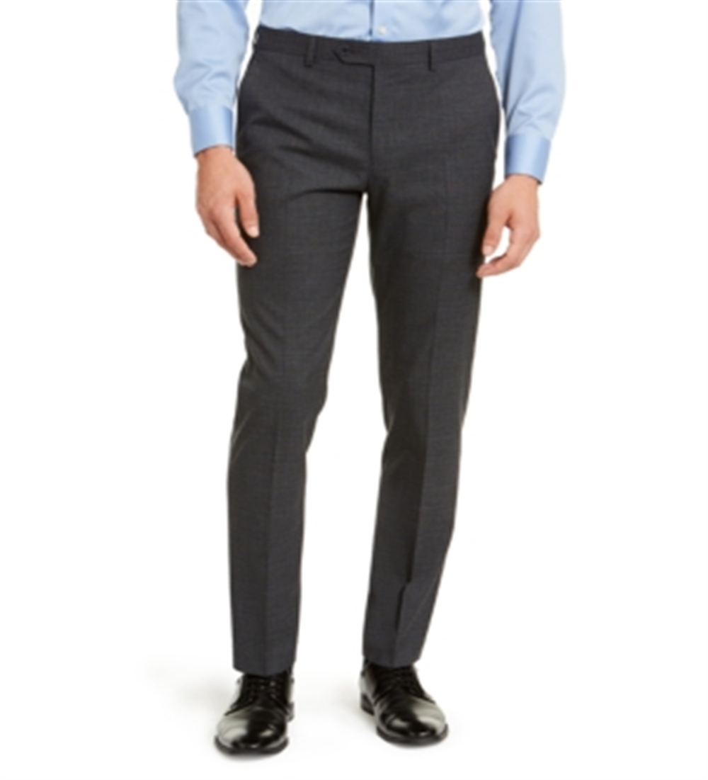 Calça social skinny Calvin Klein Window Pane masculina, preta, tamanho 34x30