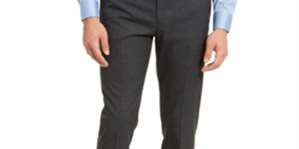 Calça social skinny Calvin Klein Window Pane masculina, preta, tamanho 34x30