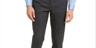 Calça social skinny Calvin Klein Window Pane masculina, preta, tamanho 34x30