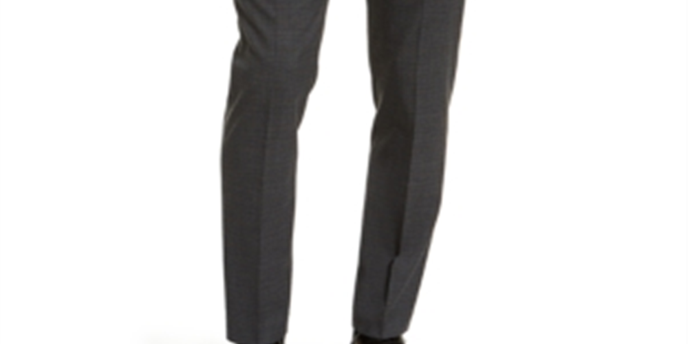 Calça social skinny Calvin Klein Window Pane masculina, preta, tamanho 34x30