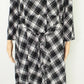 Vestido feminino Charter Club Plus, xadrez, decote em V, cintura marcada, preto, tamanho 2X