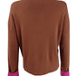 Suéter feminino Bar III com gola redonda e punho contrastante, laranja, tamanho XS