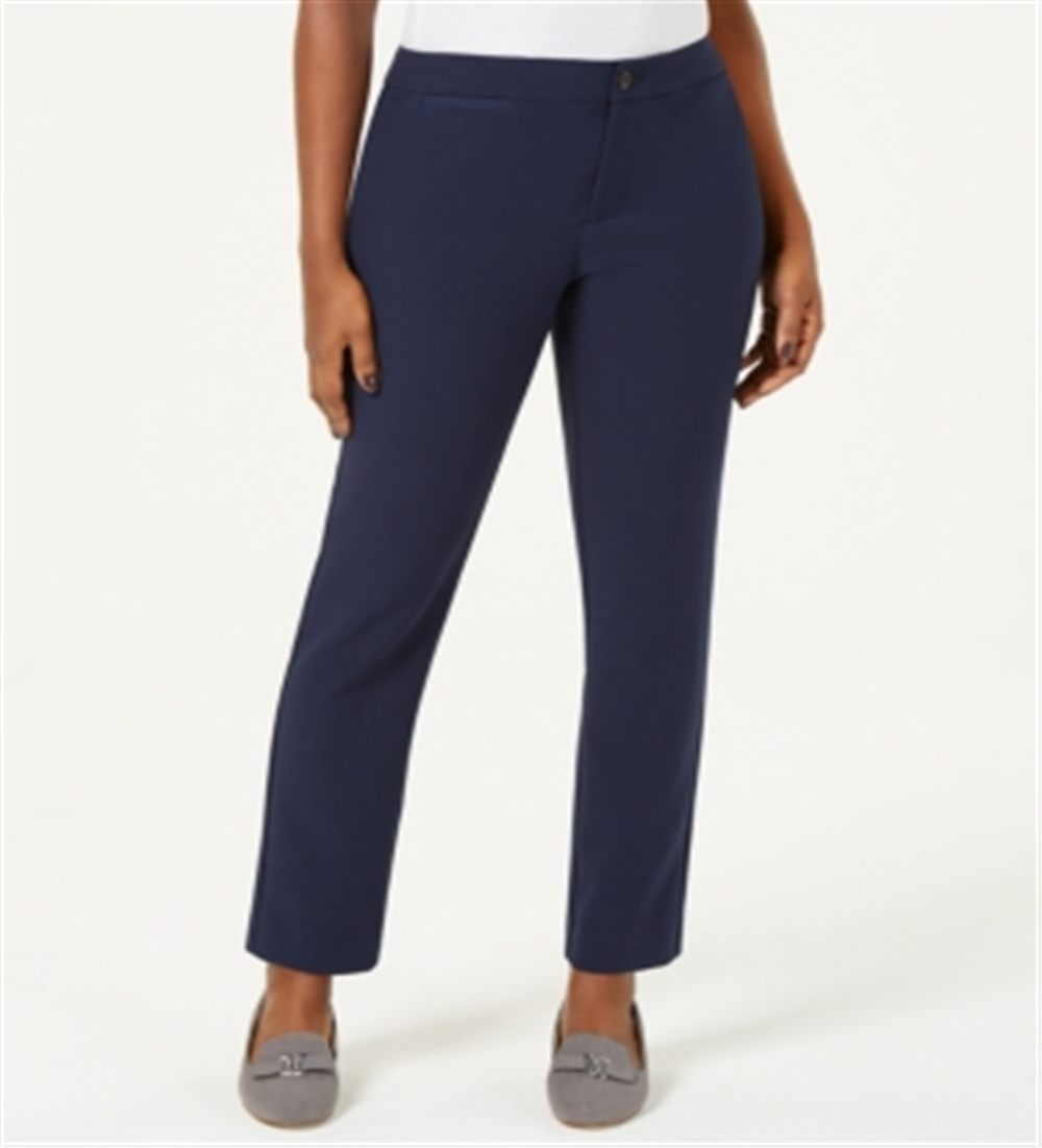 Calça feminina Charter Club Petite com perna reta, azul, tamanho 8 P