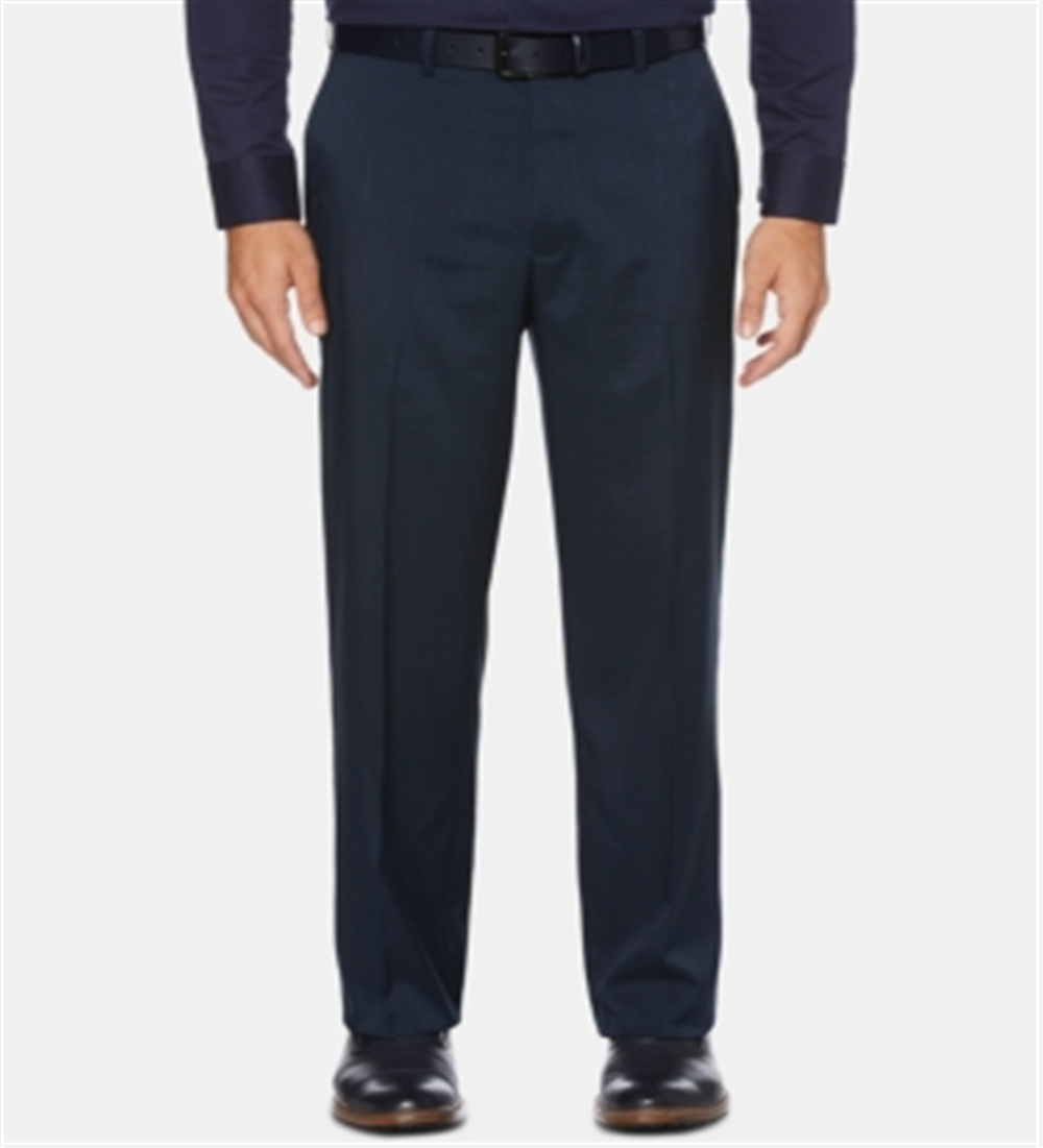 Calça social Perry Ellis Masculina Portfolio Classic-Fit Performance Stretch Crosshatch Preta Tamanho 36X34
