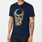 Camiseta masculina INC com caveira derretida e contas, azul, tamanho grande