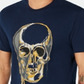 Camiseta masculina INC com caveira derretida e contas, azul, tamanho grande