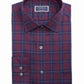 Camisa social masculina Club Room Classic Regular Fit em sarja elástica xadrez pied-de-poule, vermelha, tamanho 15 x 32 x 33