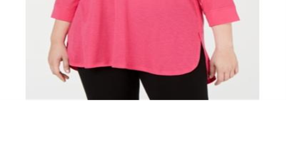 Blusa Calvin Klein Feminina Manga 3/4 Ombro Frio Gola Quadrada Hi Lo Roxa Tamanho 3X