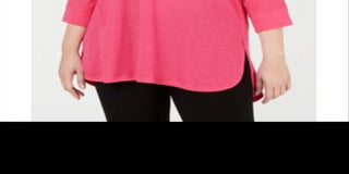 Blusa Calvin Klein Feminina Manga 3/4 Ombro Frio Gola Quadrada Hi Lo Roxa Tamanho 3X