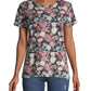 Camiseta feminina estampada de algodão Lucky Brand, preta, tamanho X-G