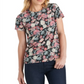 Camiseta feminina estampada de algodão Lucky Brand, preta, tamanho X-G