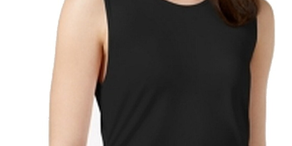Blusa de malha feminina Alfani, lisa, elástica, preta, tamanho pequeno
