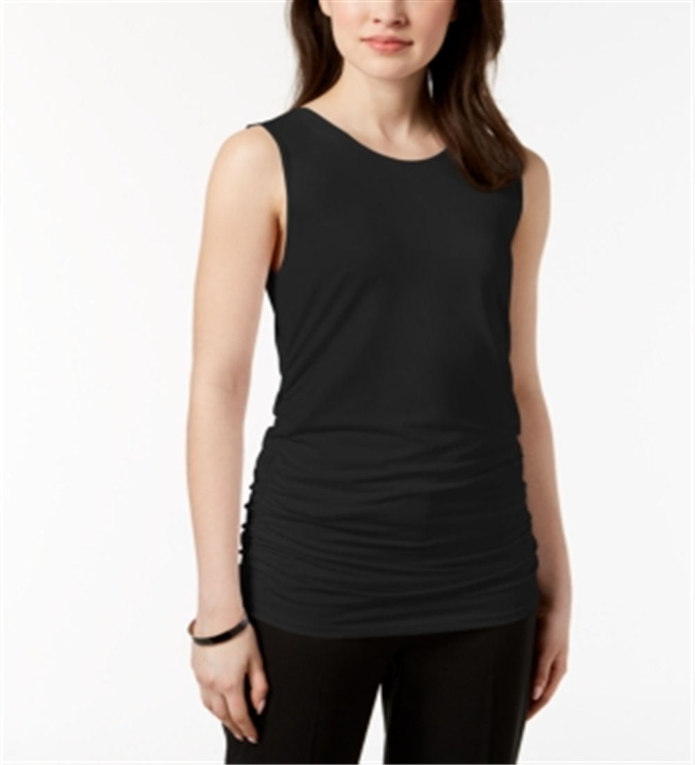 Blusa de malha feminina Alfani, lisa, elástica, preta, tamanho pequeno