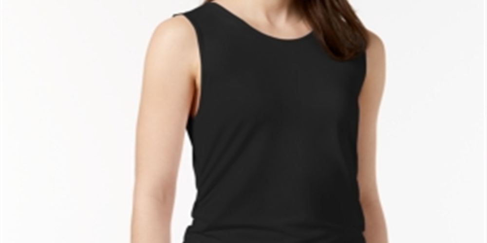Blusa de malha feminina Alfani, lisa, elástica, preta, tamanho pequeno