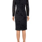 Vestido midi queimado de veludo Torelana Ralph Lauren feminino, azul-marinho, tamanho 10
