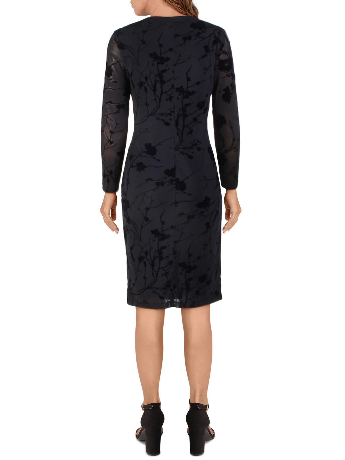 Vestido midi queimado de veludo Torelana Ralph Lauren feminino, azul-marinho, tamanho 10