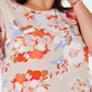 Blusa feminina Bar III com estampa floral, manga curta, gola redonda, laranja, tamanho 1X