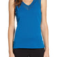 Blusa sem mangas com acabamento transparente Anne Klein feminina, verde, tamanho médio