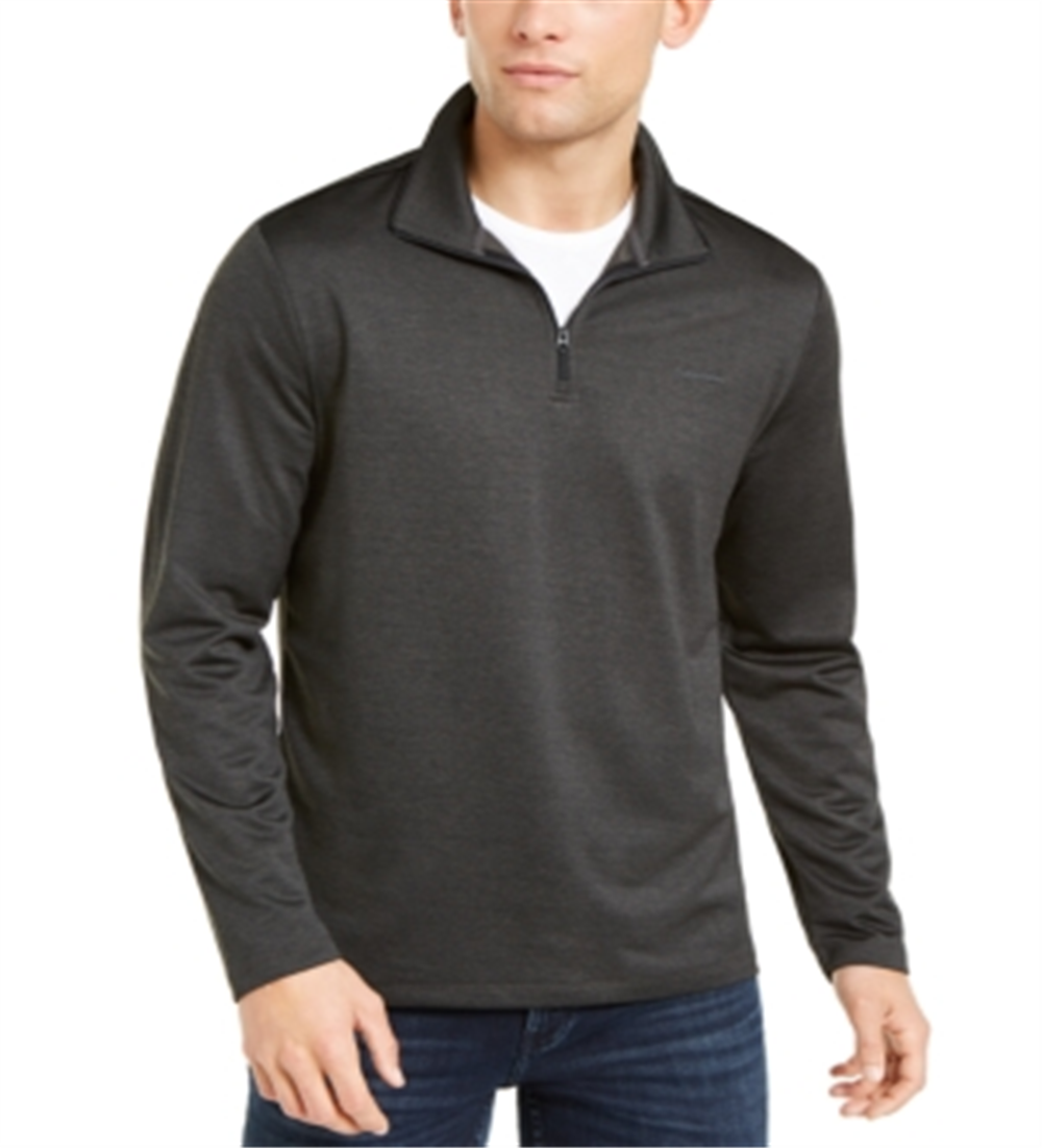 Calvin Klein Suéter Masculino Space Dyed com Zíper e 1/4 Preto Tamanho Grande