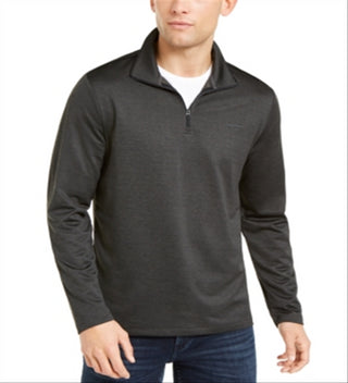 Calvin Klein Suéter Masculino Space Dyed com Zíper e 1/4 Preto Tamanho Grande