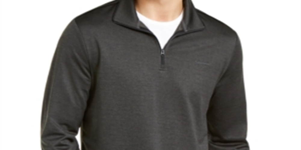Calvin Klein Suéter Masculino Space Dyed com Zíper e 1/4 Preto Tamanho Grande