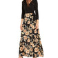 INC Vestido Feminino Floral Manga Longa Gola V Comprimento Total + Vestido Flare Preto Tamanho 4