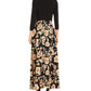 INC Vestido Feminino Floral Manga Longa Gola V Comprimento Total + Vestido Flare Preto Tamanho 4