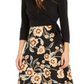 INC Vestido Feminino Floral Manga Longa Gola V Comprimento Total + Vestido Flare Preto Tamanho 4