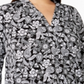 Camiseta feminina plus size estampada com manga 34 e estampa floral paisley preta profunda tamanho 3X