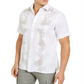 Camisa masculina Tasso Elba com estampa tropical franzida, branca, tamanho médio