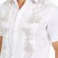 Camisa masculina Tasso Elba com estampa tropical franzida, branca, tamanho médio