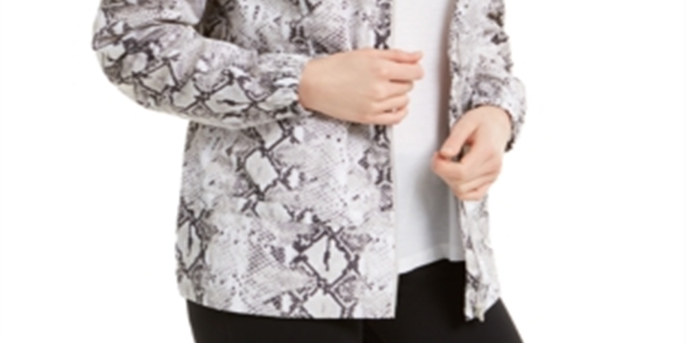 Jaqueta anoraque leve feminina Ideology com estampa de cobra, branca, tamanho médio