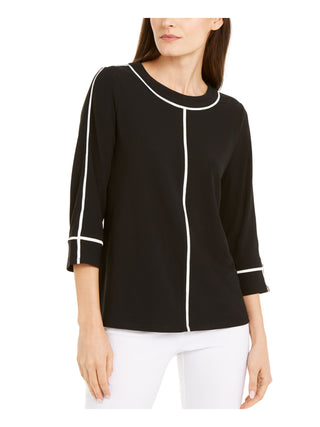 Adidas Women's 3/4 Sleeve Blouse Wear to Work Top Black Size Medium