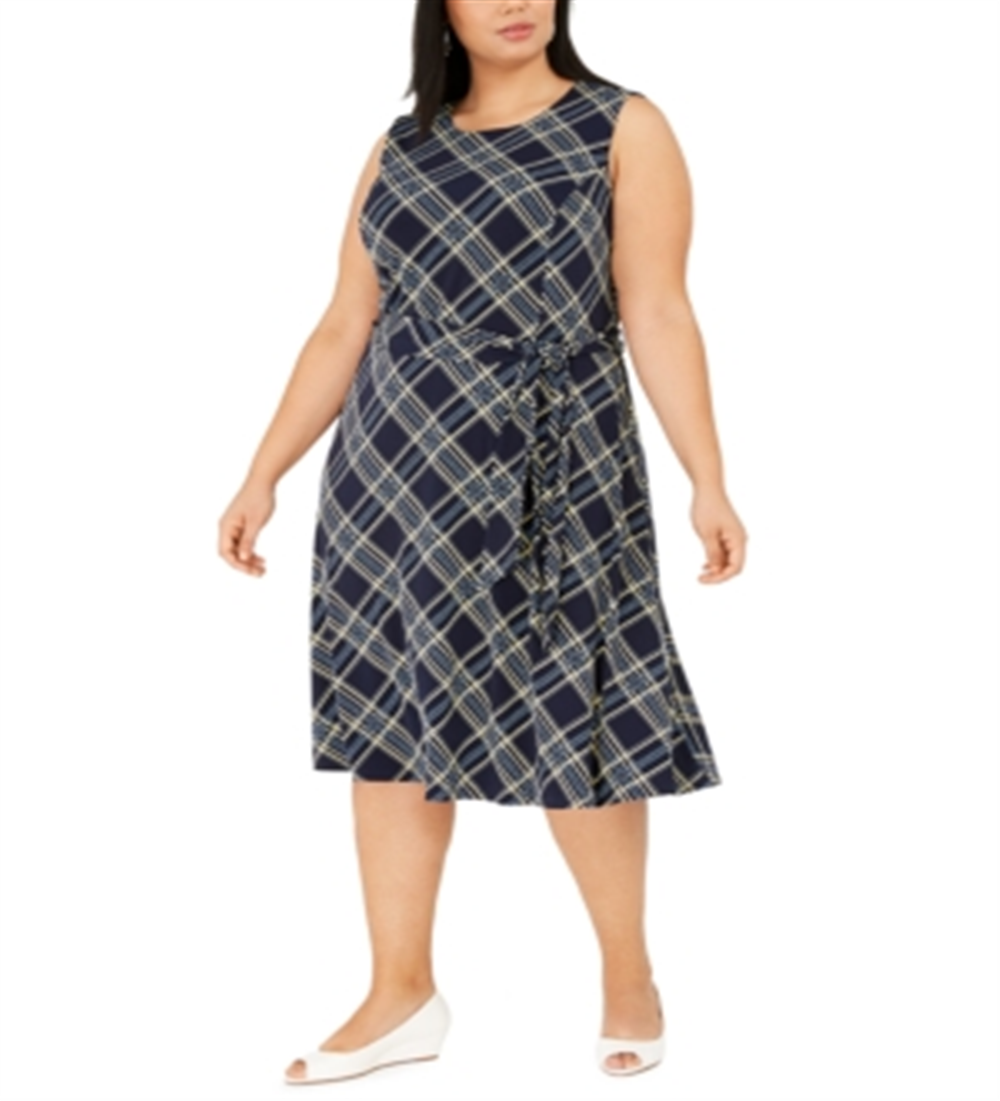Vestido midi plus size sem mangas Charter Club feminino azul tamanho 3X