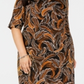 Vestido tubinho com estampa de folhas Connected Trendy Plus marrom tamanho 14W