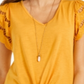 Top feminino com amarração frontal e mangas ilhós estilo &amp; co, amarelo, tamanho GG