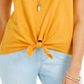 Top feminino com amarração frontal e mangas ilhós estilo &amp; co, amarelo, tamanho GG