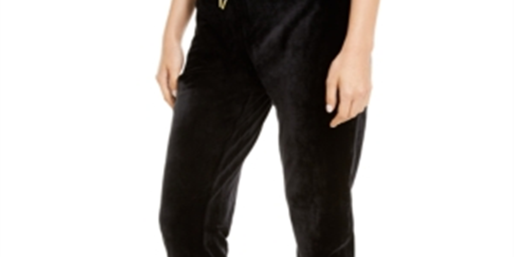 Calça jogger Calvin Klein feminina de veludo, preta, tamanho pequeno