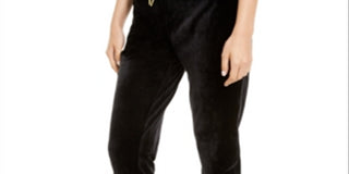 Calça jogger Calvin Klein feminina de veludo, preta, tamanho pequeno