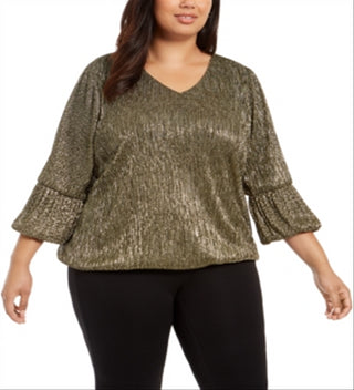 Blusa Adidas Plus Metallic Balloon Cuff Feminina Amarela Tamanho 4X