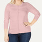 Blusa feminina de manga comprida e gola redonda Charter Club Plus rosa tamanho 3X