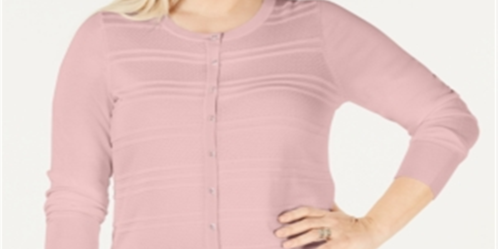 Blusa feminina de manga comprida e gola redonda Charter Club Plus rosa tamanho 3X