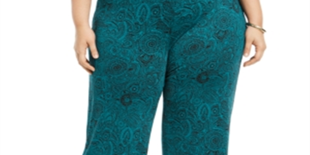 Calça feminina estampada plus size Ny Collection, verde, tamanho 3X