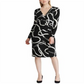Vestido ralph lauren feminino estampado, manga comprida, decote em V, comprimento até o joelho, preto, tamanho 10 P